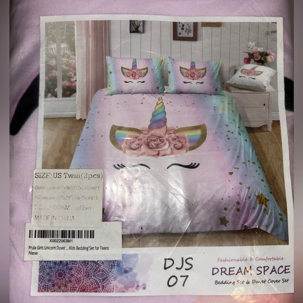 Pastel Unicorn 2 Piece Duvet Bed Set Twin Size New